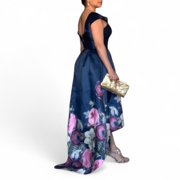 Chi Chi London Navy Floral High Low Dress - Small - Picture 5 of 15